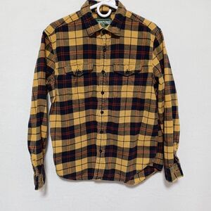 American Eagle Men's Heritage Flannel Button-Up Shirt Yellow/Red Plaid, Size M